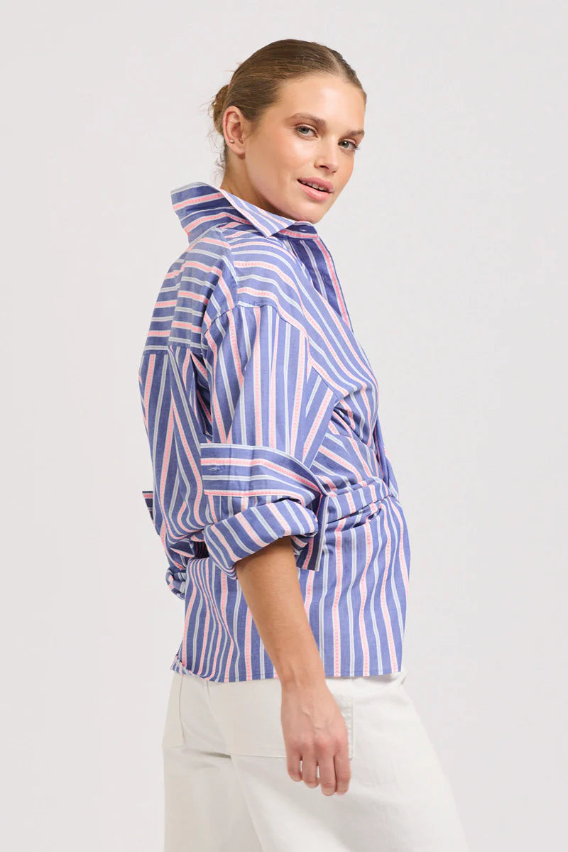 Shirty | The Boyfriend Oversized Shirt | Chambray Pink Stripe