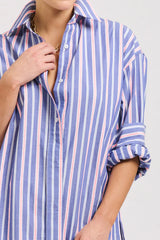 Shirty | The Boyfriend Oversized Shirt | Chambray Pink Stripe