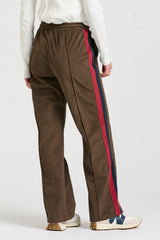 Shirty | The Lucile Velvet Twill Pant | Chocolate With French Navy & Ruby Stripe