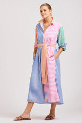 Shirty | The Luna Oversized Long Shirtdress | Bright Stripe Combo