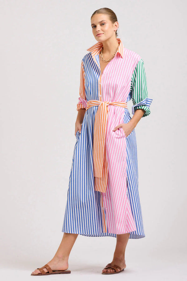 Shirty | The Luna Oversized Long Shirtdress | Bright Stripe Combo