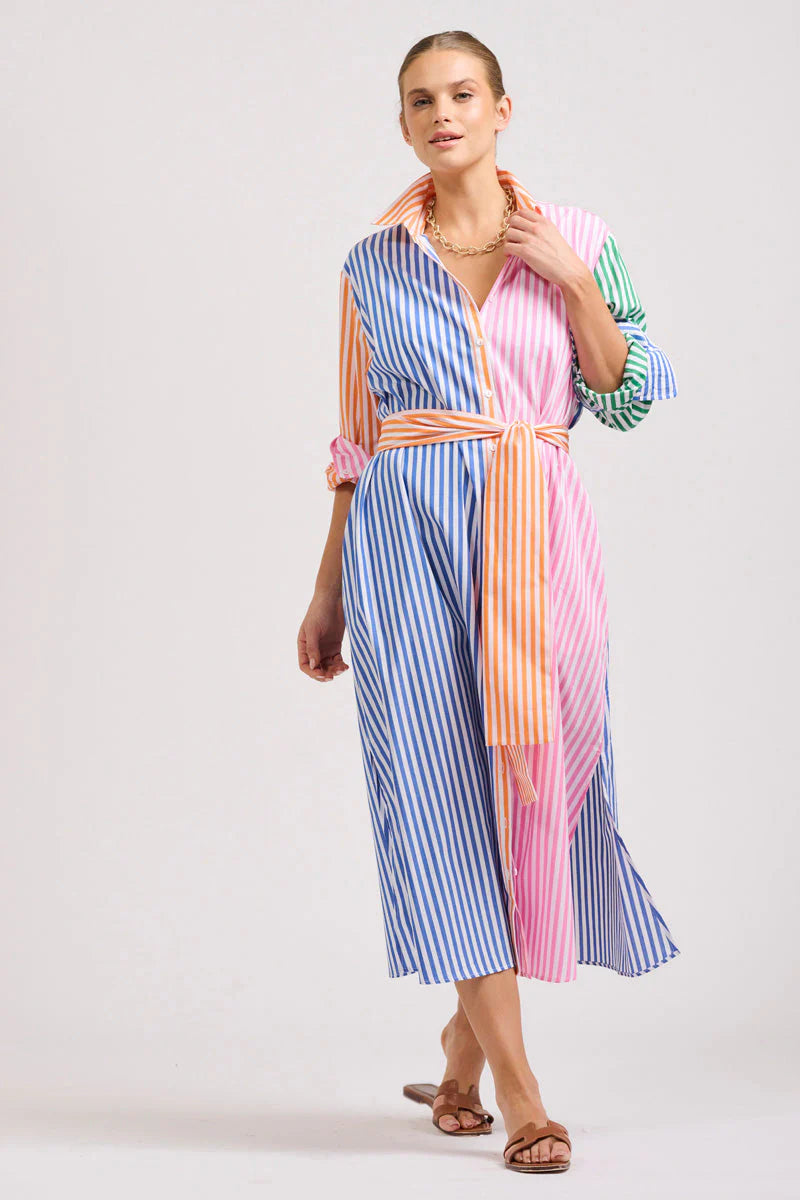 Shirty | The Luna Oversized Long Shirtdress | Bright Stripe Combo