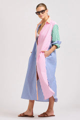 Shirty | The Luna Oversized Long Shirtdress | Bright Stripe Combo