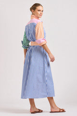 Shirty | The Luna Oversized Long Shirtdress | Bright Stripe Combo