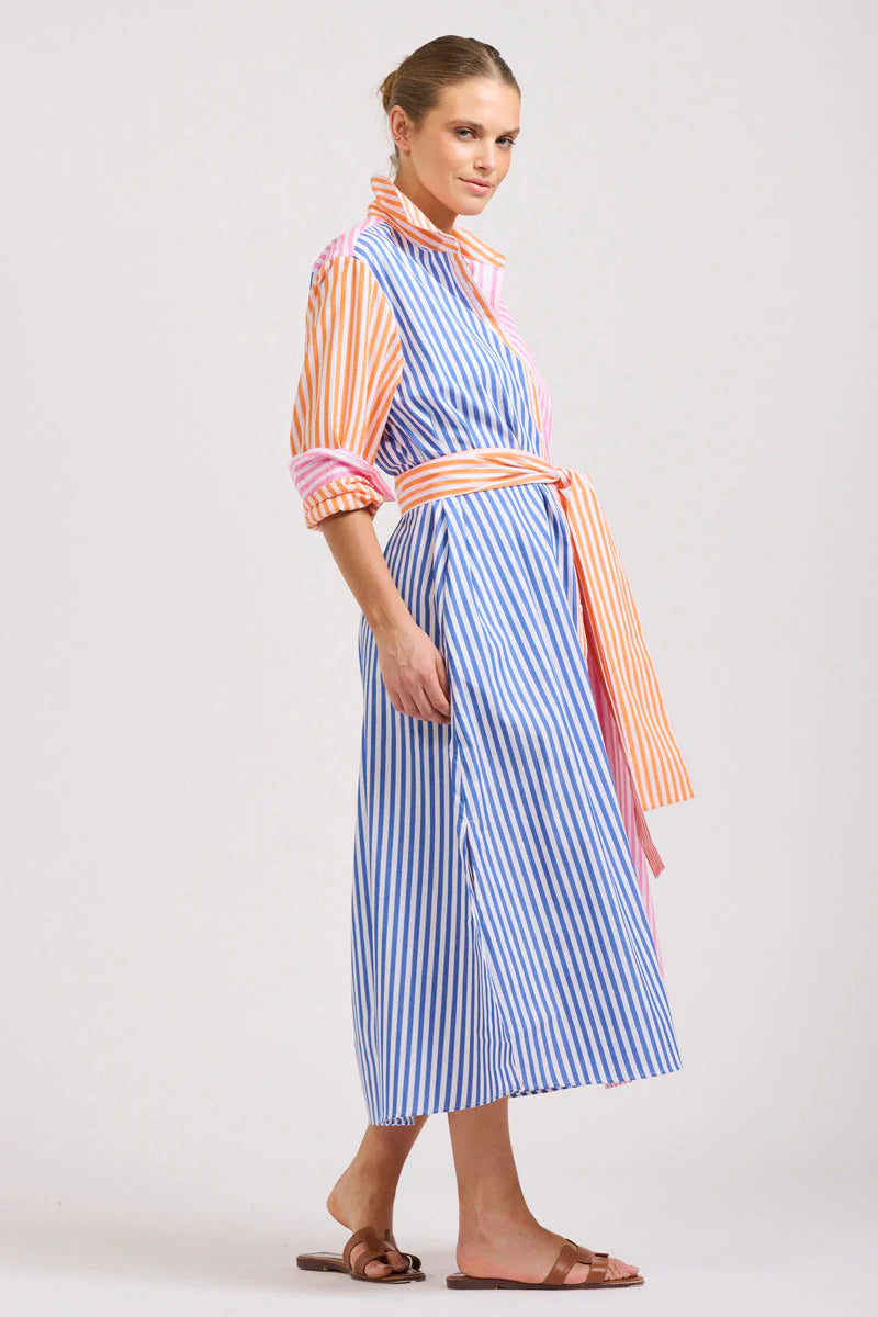 Shirty | The Luna Oversized Long Shirtdress | Bright Stripe Combo