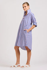 Shirty | The Popover Shirtdress | Chambray Pink Stripe