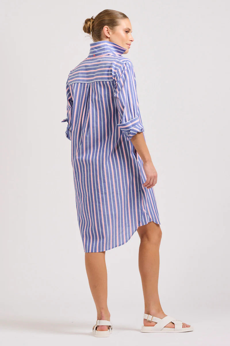 Shirty | The Popover Shirtdress | Chambray Pink Stripe