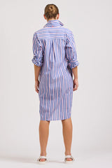 Shirty | The Popover Shirtdress | Chambray Pink Stripe