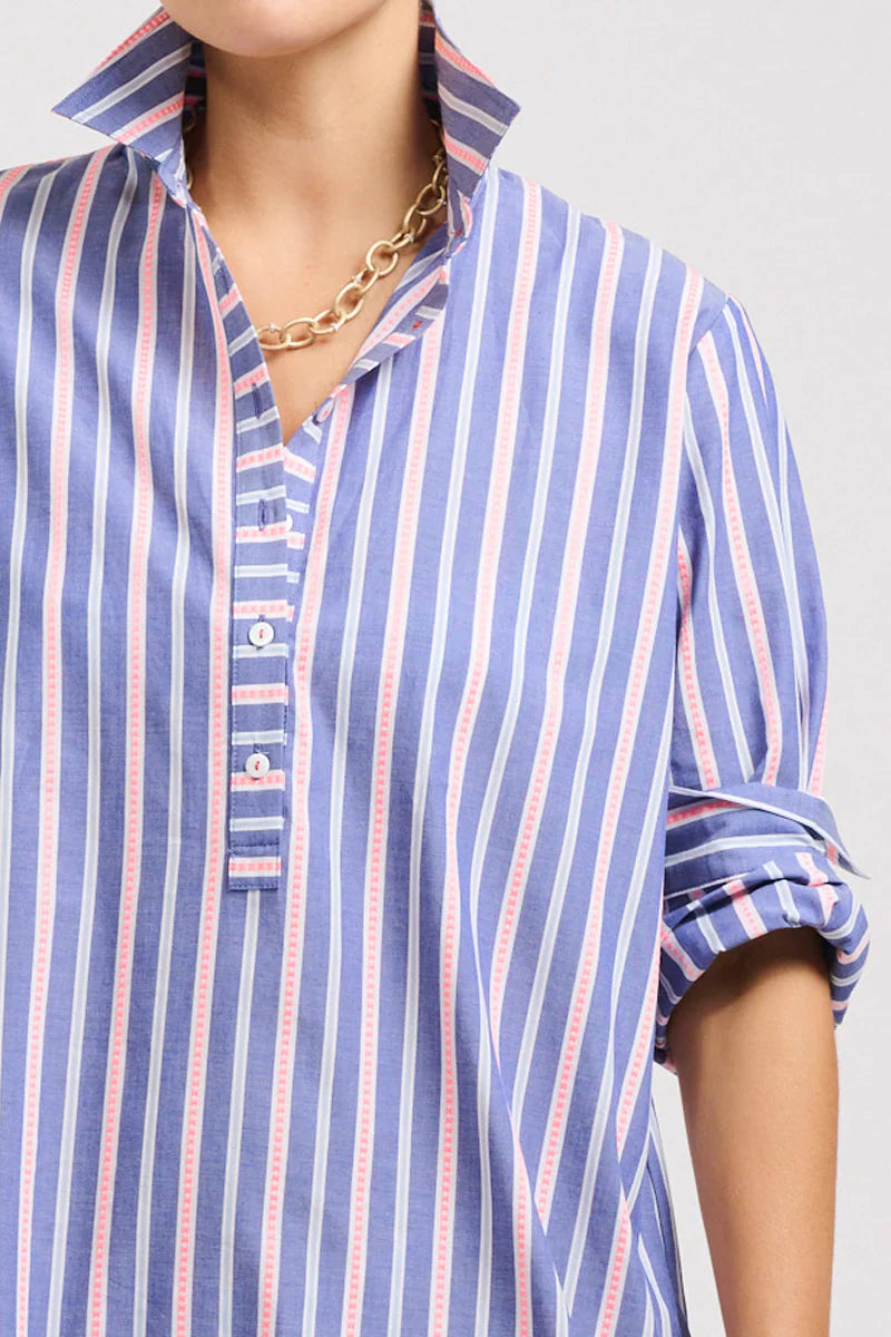 Shirty | The Popover Shirtdress | Chambray Pink Stripe