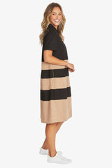 Ping Pong | Kasbah Stripe Dress | Black/Wicker