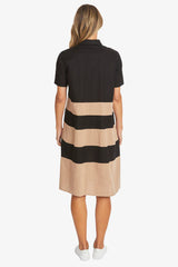 Ping Pong | Kasbah Stripe Dress | Black/Wicker