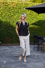 Ping Pong | Lacey Flutter Sleeve Top | Black