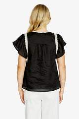 Ping Pong | Lacey Flutter Sleeve Top | Black
