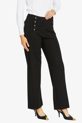 Ping Pong | Marina Ponte Button Trousers | Black
