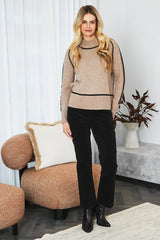 Ping Pong | Sibby Contrast Trim Pullover | Feather Taupe