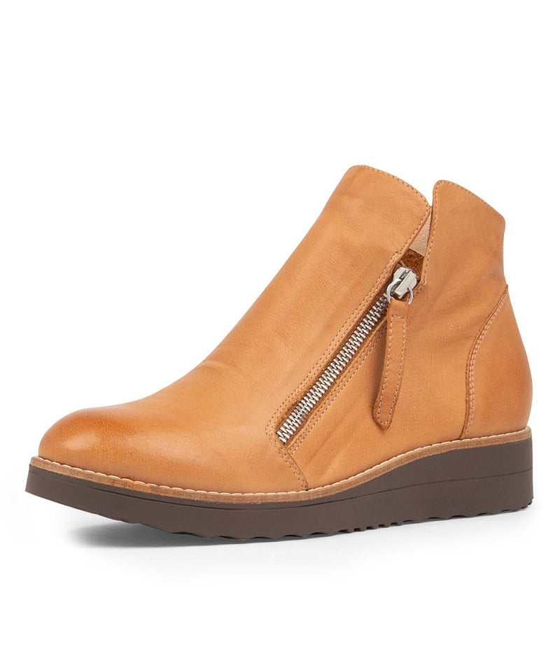 Top End | OHMY Leather Wedge Boots | Dark Tan