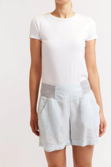 Alessandra | Midi Linen Shorts | Ice Blue