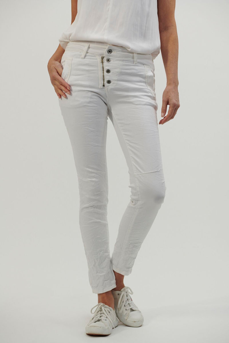 Italian Star | Button Jeans | White