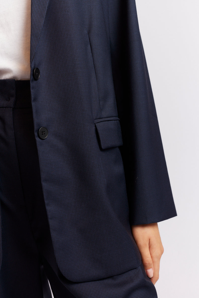 Alessandra | Andrea Wool Blazer | Navy & Black Houndstooth