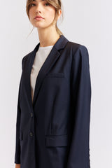 Alessandra | Andrea Wool Blazer | Navy & Black Houndstooth