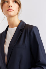 Alessandra | Andrea Wool Blazer | Navy & Black Houndstooth