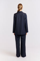 Alessandra | Andrea Wool Blazer | Navy & Black Houndstooth